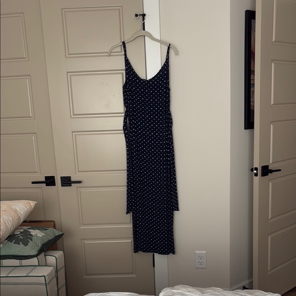 Elegant Navy Polka Dot Dress
